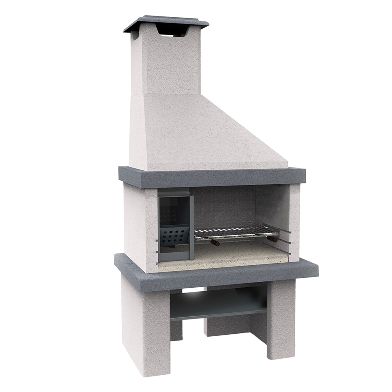 Edilmark Happy- Barbecue à bois-et-charbon-en-maçonnerie- Hotte et brûleur à gauche