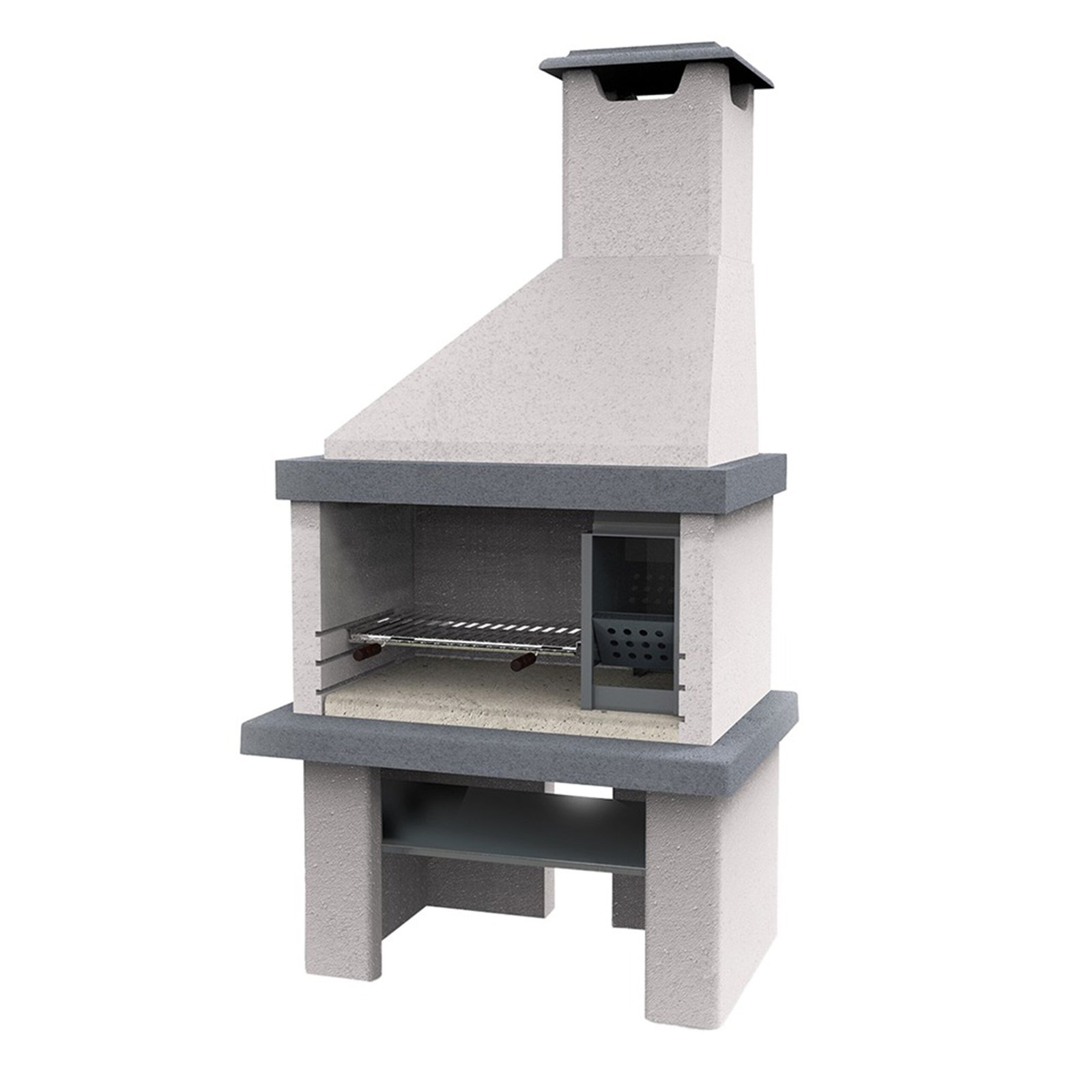 Edilmark-happy-barbecue à bois-et à charbon-en-maçonnerie- Hotte-et-brûleur-droite