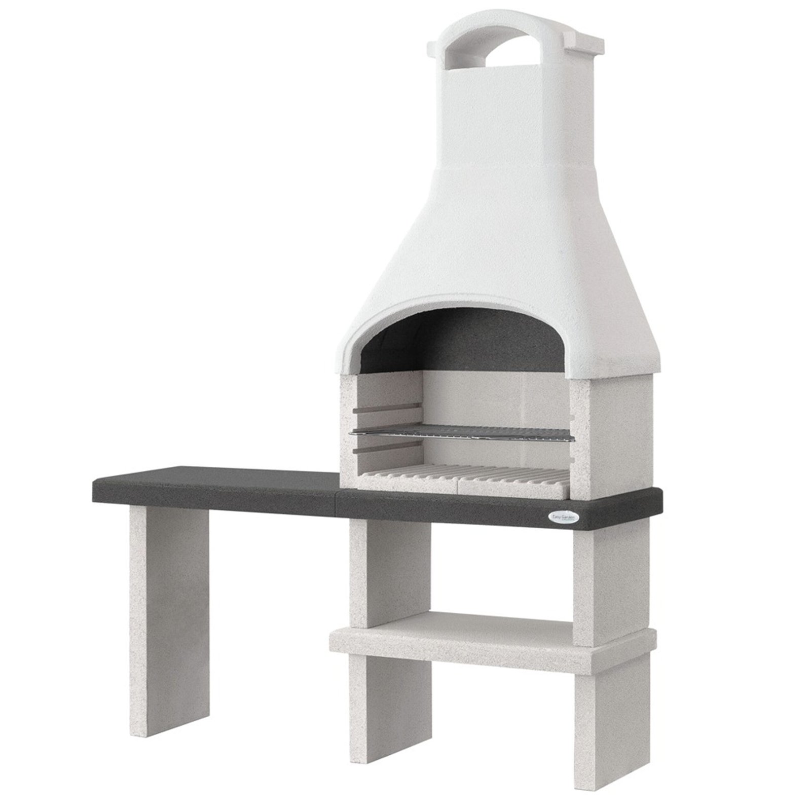 Palazzetti-orlando-barbecue à bois-et-charbon-en-maçonnerie-avec-table-d'appoint